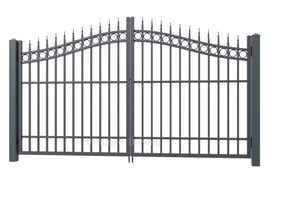 Puerta de seguridad deslizante de aluminio / hierro forjado de alta calidad ornamental